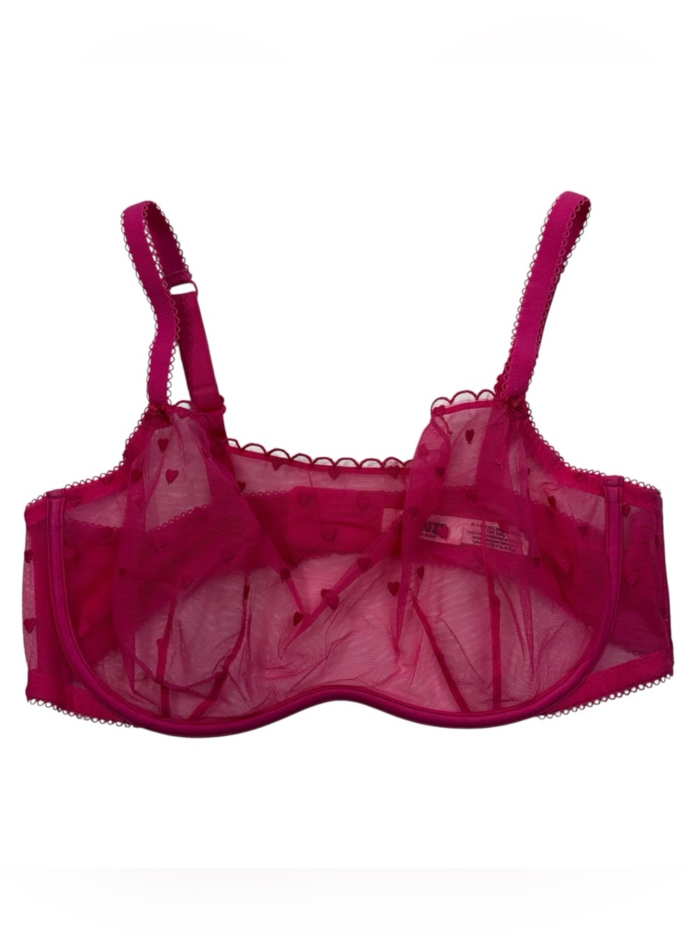 Victoria's Secret PINK Unlined Heart Embroidered Shelf Bra Bralette Valentines